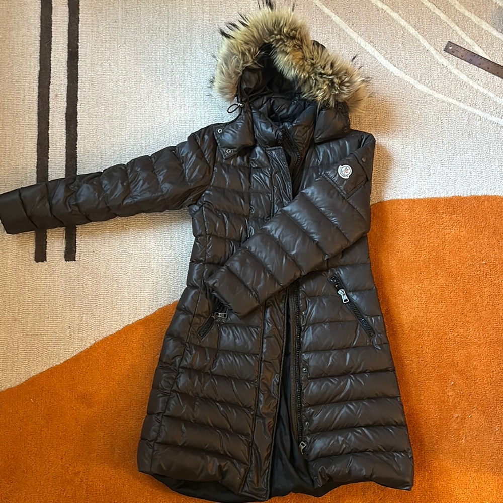 Chocolate Brown Moncler with Fur Trim